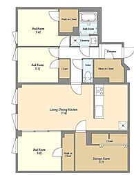 エフローレプルミエ武蔵小山 1階3SLDKの間取り