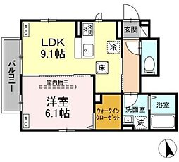 Rハウス 1階1LDKの間取り