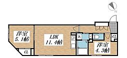 CREAL文京千石II 1LDKの間取図画像