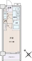 東急東横線 都立大学駅 徒歩12分の賃貸マンション 4階1Kの間取り