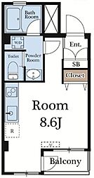 NSガーデン ワンルームの間取図画像