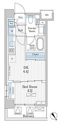 パークアクシス門前仲町テラス 1DKの間取図画像