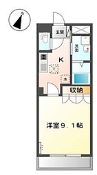 ピュアフェリシス 1Kの間取図画像