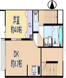 エスパーダ亀有 2階1LDKの間取り