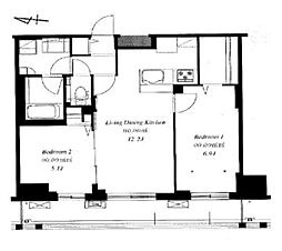 フレンシア菊川 10階2LDKの間取り
