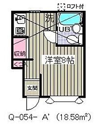 ローズアパートQ-54C棟 ワンルームの間取図画像