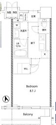 ベルヴュコート湘南 1Kの間取図画像
