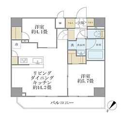 アジールコート町屋 6階2LDKの間取り