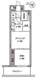 ヴァンベール駒沢 1DKの間取図画像