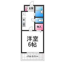 ヴィラージュ窪田 1Kの間取図画像