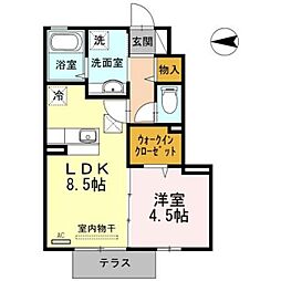 ファミーユ 1階1LDKの間取り