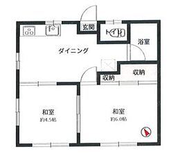 箱山ハイツA 2DKの間取図画像