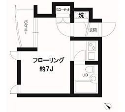 アレイYU 1階ワンルームの間取り