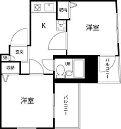 Ｔｓ ｇａｒｄｅｎ蓮根II 3階2Kの間取り