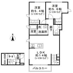 ＡＢIII 2階2LDKの間取り