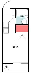 コンフォスタジオ永山 1階ワンルームの間取り