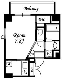 sorbo rosso 2階1Kの間取り