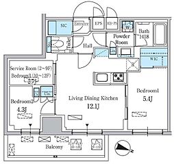 パークアクシス板橋本町ステーションゲート 9階2SLDKの間取り