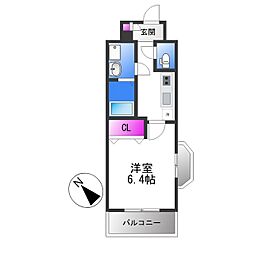 Luxe田辺 1Kの間取図画像