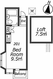 アースヒルズマサ1 ワンルームの間取図画像