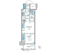 パークアクシス豊洲キャナル 8階1DKの間取り