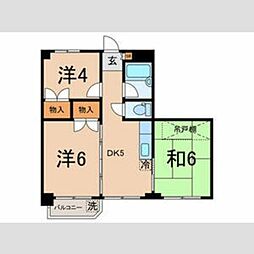 セザール東雪谷 7階3DKの間取り