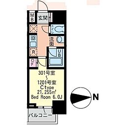 TLRレジデンス亀有 1Kの間取図画像