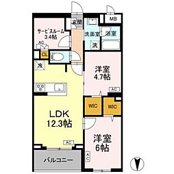 ロイジェント上板橋 2LDKの間取図画像