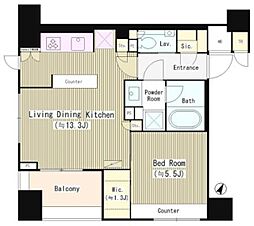 パークリュクス西麻布 601 6階1LDKの間取り
