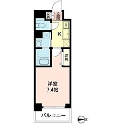 シャンチー・ボナール 2階1Kの間取り