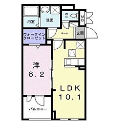 プラージュ 1階1LDKの間取り