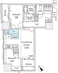 ミレアコート銀座プレミア 2LDKの間取図画像