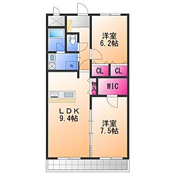 ベルナードサーモス 2LDKの間取図画像