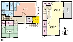 ハイツ西沢 2階2DKの間取り