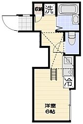 プラティーク南蒲田 1階ワンルームの間取り