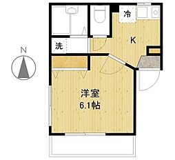 マリンコート 1Kの間取図画像