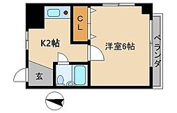 ヴィラステージ中野 3階1Kの間取り