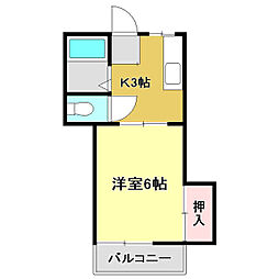 プレステージ仲田 2Kの間取図画像