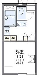 レオパレスQBE 1Kの間取図画像