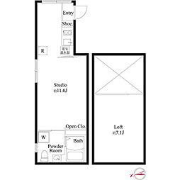 アンベリール御徒町 5階ワンルームの間取り