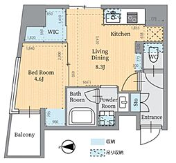 パークルール神田司町ロンド 1LDKの間取図画像