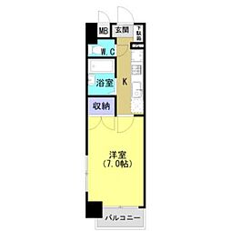 ふぁみぃゆ南 1階1Kの間取り