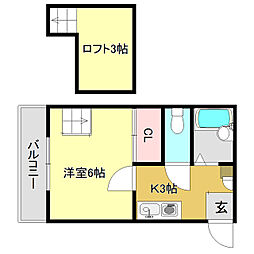 TSハウス 1Kの間取図画像