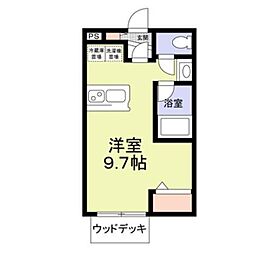 ボナチッタ2号棟 2階ワンルームの間取り