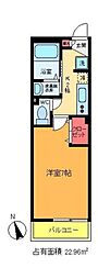 ラ・フィーユ六町 2階1Kの間取り