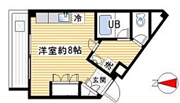 テラッセオク 3階ワンルームの間取り