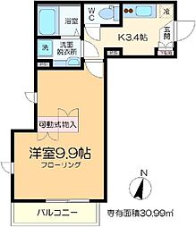 エテルナ千住大橋 1Kの間取図画像