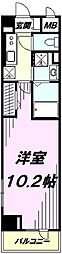 多摩都市モノレール 甲州街道駅 徒歩6分の賃貸マンション 2階1Kの間取り