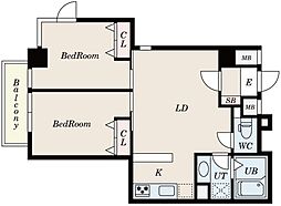 エスパシオ内藤町 101 1階2LDKの間取り