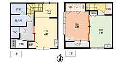 上篠崎貸家 1階2LDKの間取り